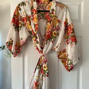 White silk bridal robe